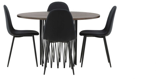 Venture Design Stone round & Polar spisegruppe Svart/mokka 4 stoler & bord 120 cm