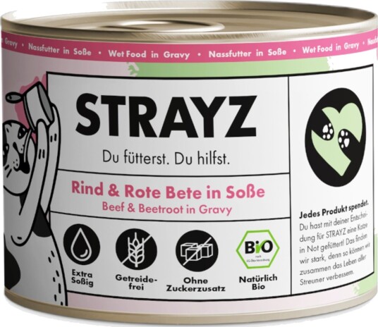 Strayz Våtfôr Økologisk Katt Økologisk & Økologisk Rødbete I Saus Okse 6 X 200 G
