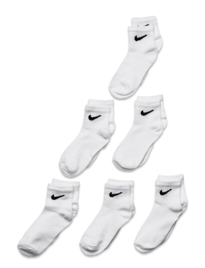 Nike 6Q 6Pk Quarter Sock White 27 35