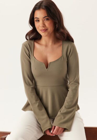 Bubbleroom Long Sleeve Peplum Top