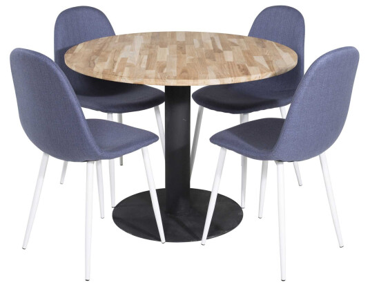 Venture Design Cirebon & Polar spisegruppe Natur/blå 4 st stoler & bord 100 cm Venture Design Cirebon & Polar spisegruppe Natur/blå 4 st stoler & bord 100 cm