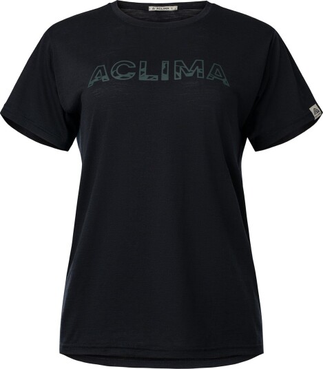 Aclima Women's LightWool 140 Classic Tee Logo Jet Black XS, Jet Black