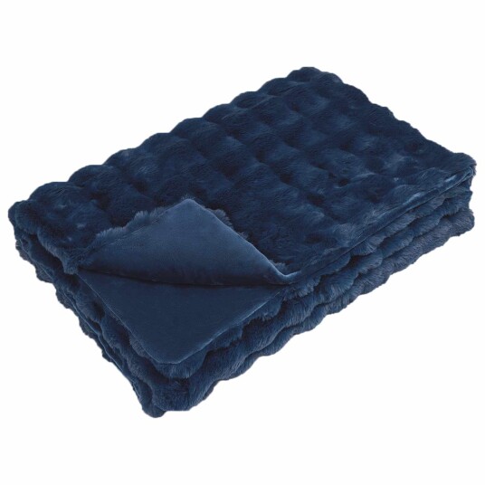  Faux kaninullteppe 4 pcs Marineblå 150 x 220 cm Polyester