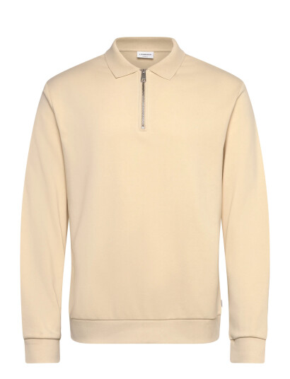 Lindbergh Sweat Polo L/S - Beige - S Lindbergh Sweat Polo L/S - Beige - S