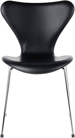 Fritz Hansen - 3107 Sjuan Helkl. Läder Wild Black Kampanj Spisestoler Arne Jacobsen Svart Metall/tre