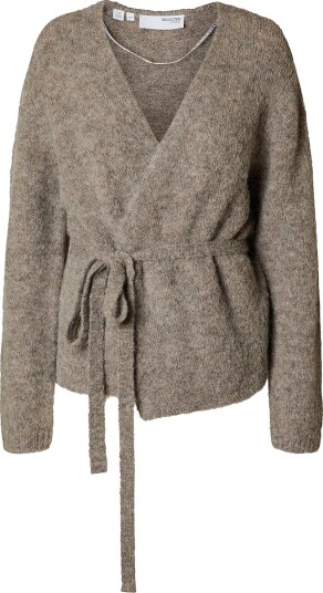 Selected FEMME - Kardigan slfGabella LS Knit Belt - Grå