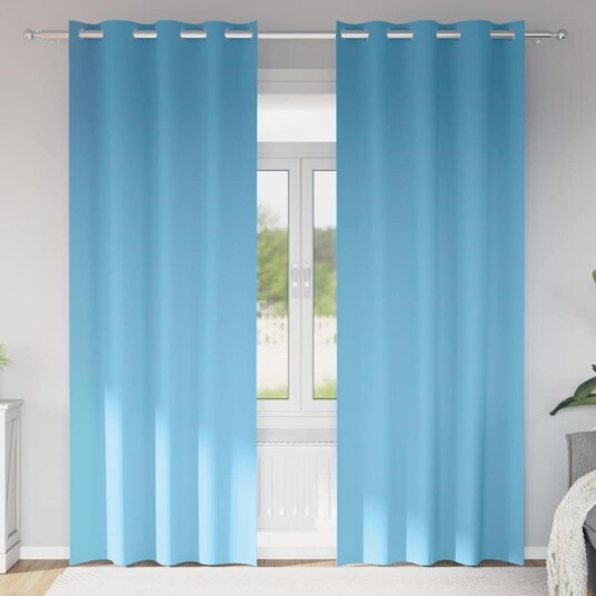 Gardiner med gardiner 2 pcs lyseblå Polyester