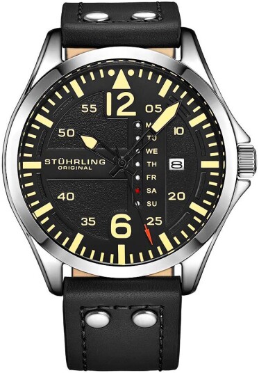 Stührling Original Herreklokke 3916.1 Aviator Sort/Lær Ø41 mm Stührling Original Herreklokke 3916.1 Aviator Sort/Lær Ø41 mm