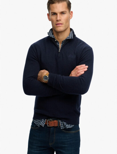 Superdry Essential Emb Knit Half Zip Navy XXL Superdry Essential Emb Knit Half Zip Navy XXL