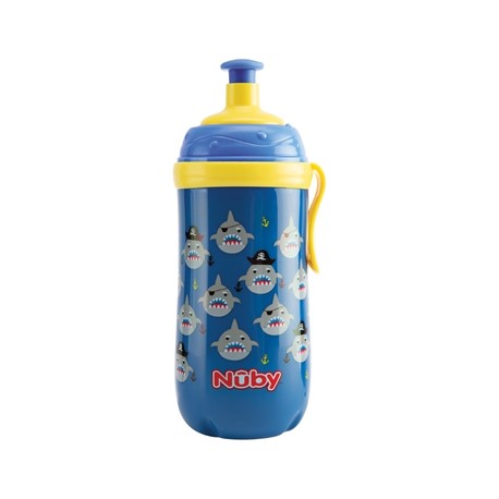 Nüby Pop up Drikkeflaske Med Glow In The Dark Stropp 18+ Mnd. Blue Nüby Pop up Drikkeflaske Med Glow In The Dark Stropp 18+ Mnd. Blue