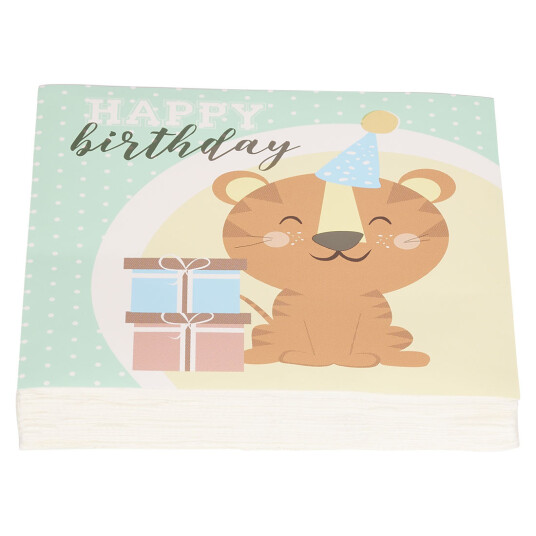 Serviett Happy Birthday Tiger 20pk Happy birthday