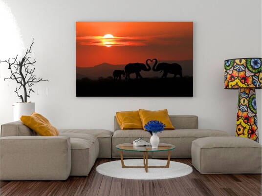 Tavle Elephants In Love 1 Part Wide 60X40 Artgeist sp. z o. o.