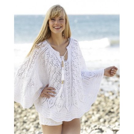 Angelica by DROPS Design Poncho Strikkeoppskrift str S XXXL