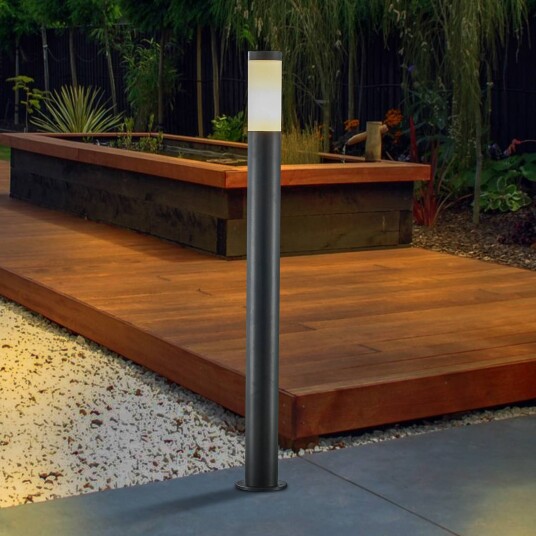Lindby Statius gulvlampe svart/opal jern 100 cm Lindby Statius gulvlampe svart/opal jern 100 cm