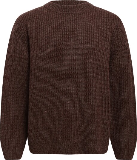 Garment Project Boxy Wool Knit - Brown Melange - BROWN - S