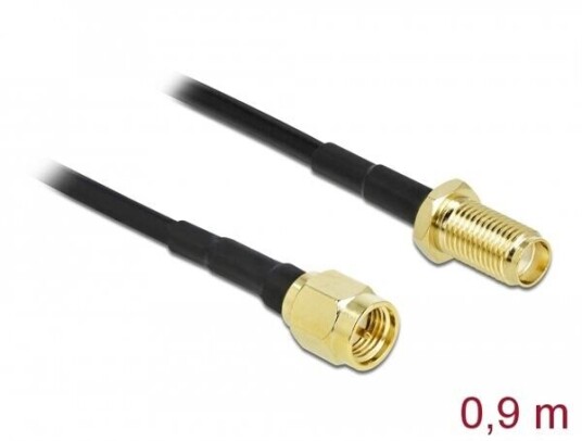 Delock 90 cm Koaksial Antennekabel med SMA Plugg - Svart