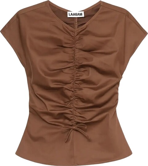 Laagam | Simone Brown Ruched Blouse | M