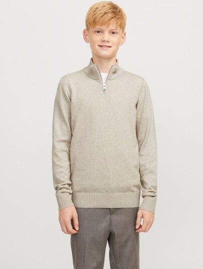 Jack & Jones Jjeemil Knit Half Zip Noos Jnr Beige 176 Jack & Jones Jjeemil Knit Half Zip Noos Jnr Beige 176