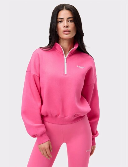 STRONGER Half Zip Sweatshirt Pink M