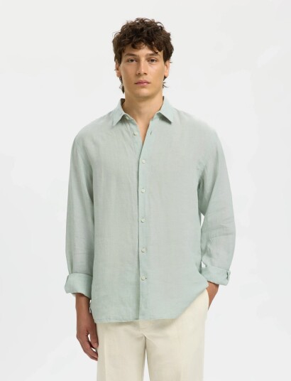 Selected Slmregclaus Kylian Linen Ls Shirt Noos Green XXL