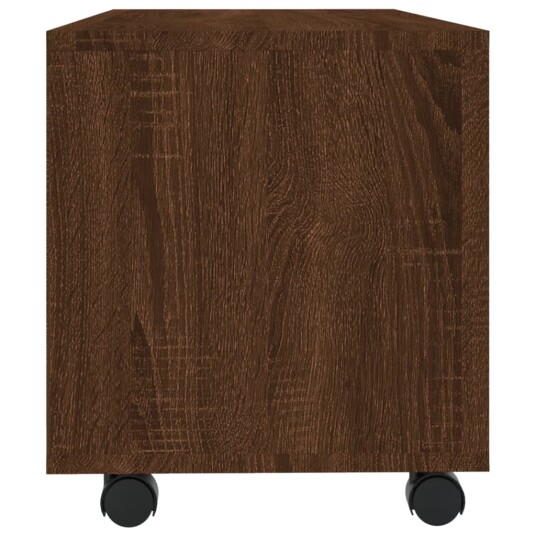 vidaXL TV-benk med hjul brun eik 90x35x35 cm konstruert tre