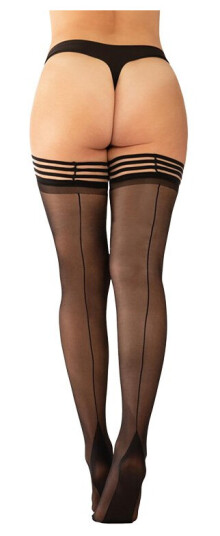 Christine le Duc Stay-Up Stockings M/ Back Seam Og Stripe Top - L/xl