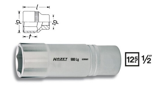 Hazet 900Lg-32, 1 Stykker, 25,4 / 2 Mm (1 / 2"), Kromvanadiumstål, 8,5 Cm, 368 G