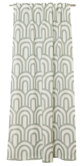 Gardin 135x220 Art deco Hvit lysegrønn