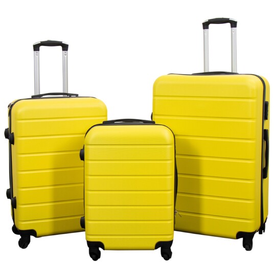 Borg Living Tilbud koffert - Sett med 3 stk. - Eksklusivt hardcase koffertsett - Stripet gul Borg Living Tilbud koffert - Sett med 3 stk. - Eksklusivt hardcase koffertsett - Stripet gul