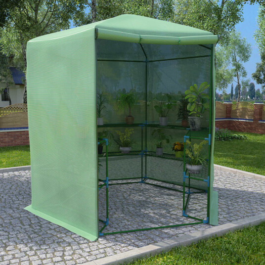 vidaXL Drivhus med hyller stål 227x223 cm vidaXL Drivhus med hyller stål 227x223 cm