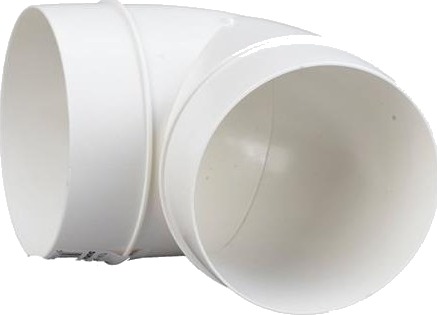 Duka Bøjning 90Gr. Ø100 Mm Ps Hvid Til Runde Hvide Ventilationsrør