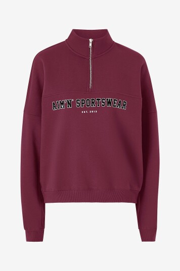 Aim'n - Collegegenser Varsity Sweat Half Zip - Rød