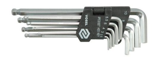 Vorel Unbrakonøkler Type L 2,5-10Mm Med Kule 9 Stk. (56475)