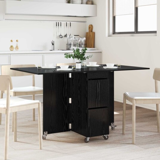 vidaXL Spisebord 140 x 80 x 77 cm Konstruert tre Svart eik Rektangulær