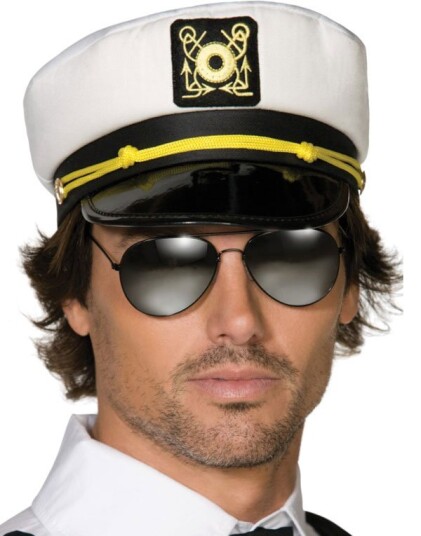 Svart og Hvit Kapteinhatt Sailor/Matroshatt