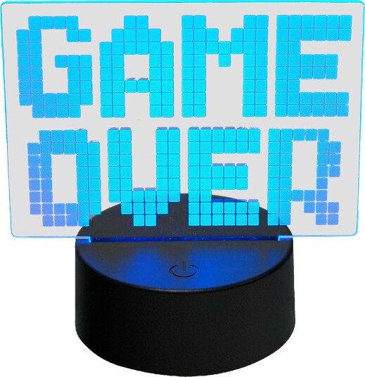 Mecharite 3D lampe Game Over USB 0,5W Flerfarget LED Mecharite 3D lampe Game Over USB 0,5W Flerfarget LED