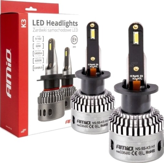 Led-Frontlyspære K3 Series H1 12V 6000K Canbus Amio-03680