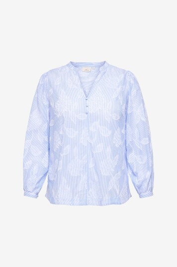 Only Carmakoma Bluse carTorra Life L/S V neck Stripe Blå