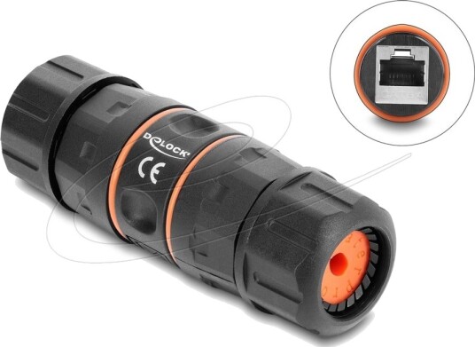 Delock Rj45 Hunn Til Rj45 Hunn Cat.6A Kabelkobling Med M23.5 X 1,5 Gjenger, Kort Versjon, Ip68 Støv- Og Vanntett (90659)