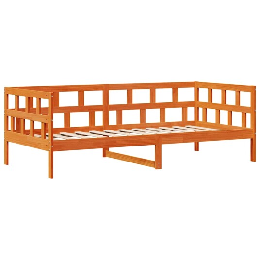 Dagseng med skuffer voksbrun 90x200 cm heltre furu