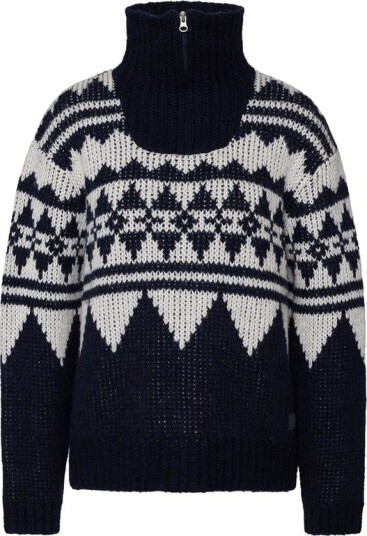 Varg Women"s Bräcke Knitted T Neck Dark Blue With Off White