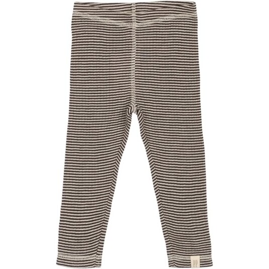 Petit Piao Coffee Bean/Dark Off White PPDante Leggings Merino Ull Striped 62