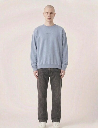 A QUESTION OF Ollie Crewneck Acid Wash   Blue   XL