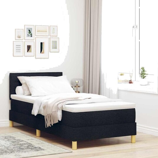 Box Spring Seng med madrass Svart 90x190 cm Stoff