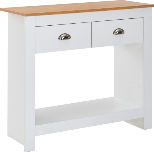 Konsollbord Wohnling Massivt tre eik tofarget 85 cm 2 skuffer moderne husstil Konsollbord Wohnling Massivt tre eik tofarget 85 cm 2 skuffer moderne husstil