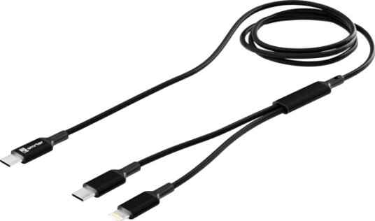 Smrter Usb-C® Y-Kabel Usb-C Til Apple Lightning 120 Cm Svart Aluminium Tekstilomslag Med Otg-Funksjon Smrter_Duo_Bk