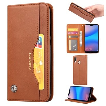 Card Set Series Huawei P30 Lite Lommebok-deksel Brun