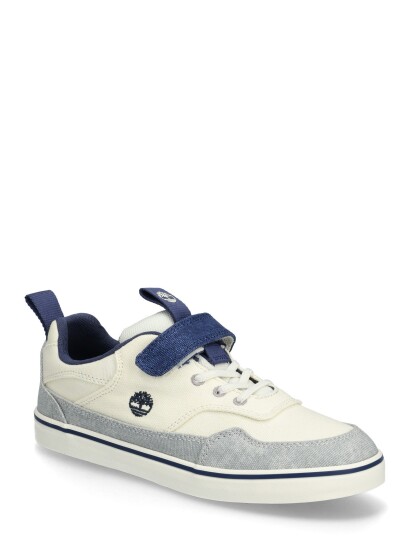 Timberland Stone Jump Low Hook & Loop Sneaker Natural Canvas   White   36