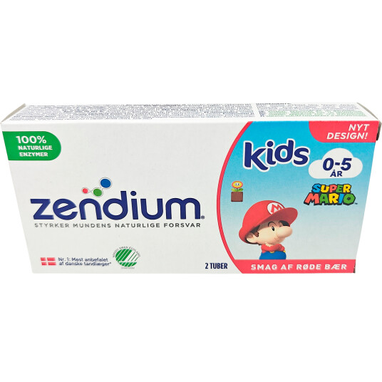 ZENDIUM Børnetannkrem 2 x 50 ml. Junior Super Mario