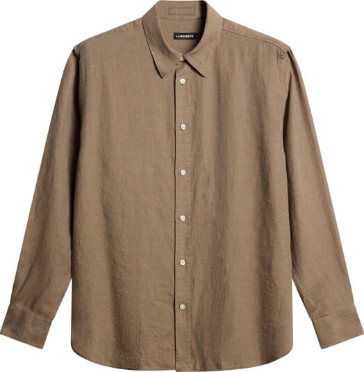 J. Lindeberg Reg Ls Linen Melange Shirt - Brown - L